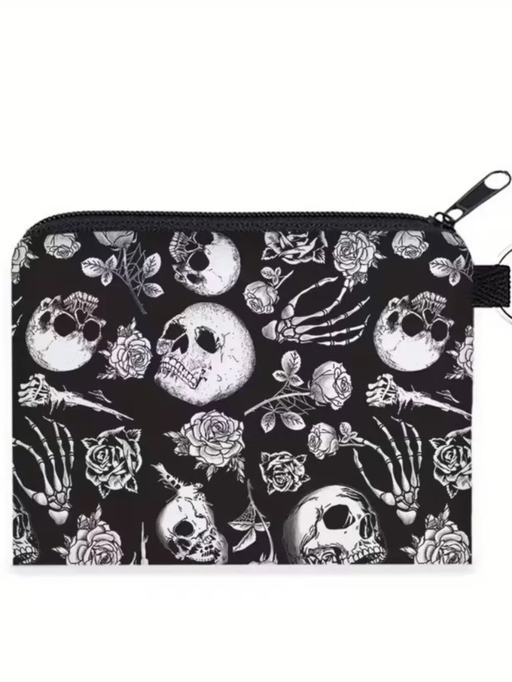 Halloween Dark Goth Skull, Hands & Roses Make Up Bag Double-Sided 4.1h